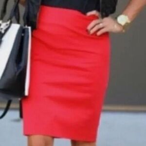 Halogen Size 12 Contemporary Bold Chic Red Women's Pencil Skirt with Side Zip